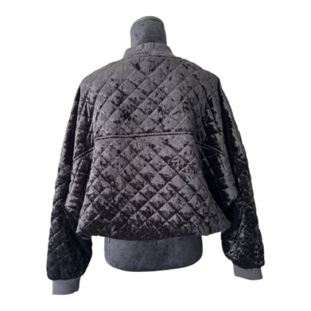 🖤 DKNY Sport Quilted Velvet Bomber Jacket Sz L NWOT🖤 - Picture 2 of 10